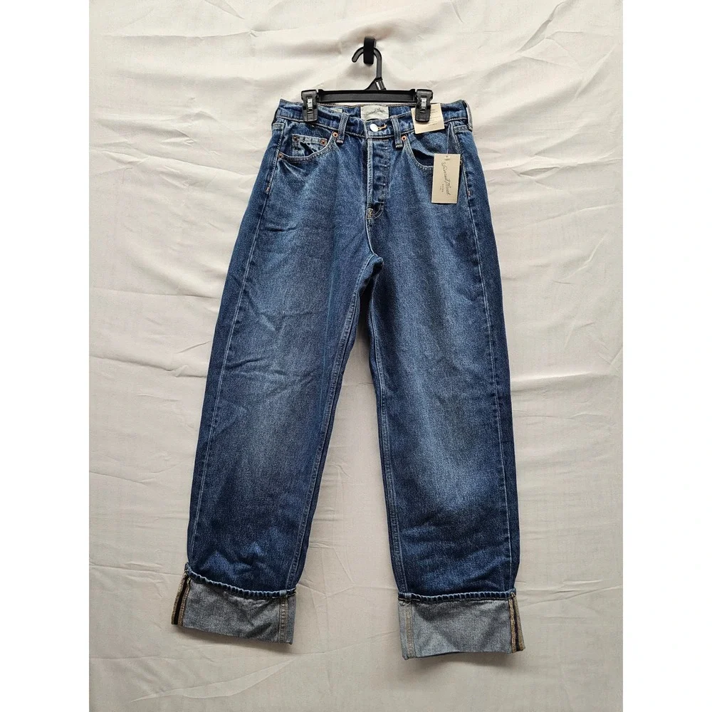 Universal Thread Womens 90s Baggy Mid Rise Jeans Blue Cotton Casual Size 2